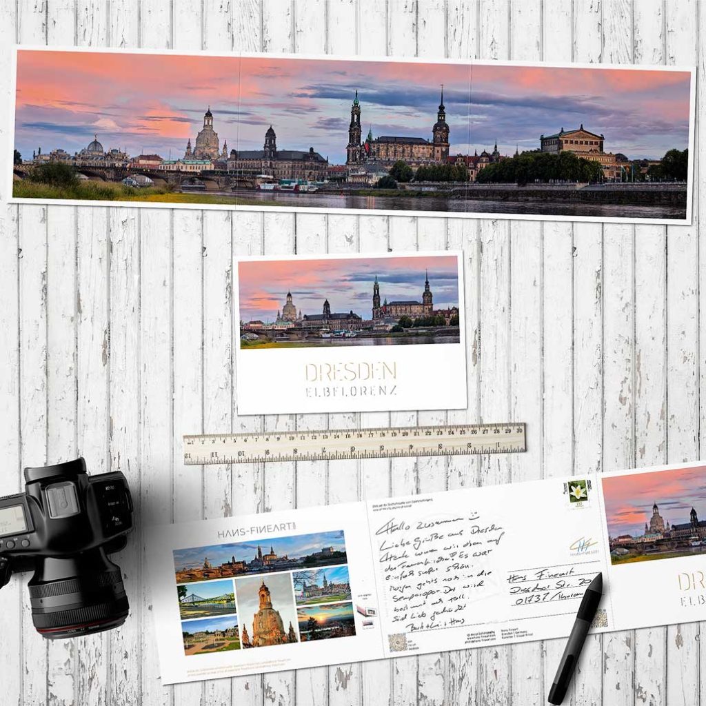 Panorama-Faltpostkarte Dresden Hans Fineart