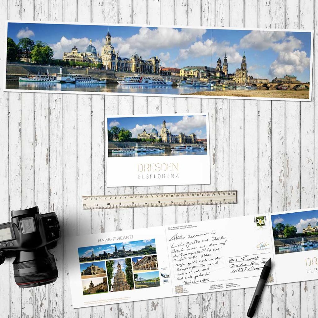 Panorama-Faltpostkarte Dresden Hans Fineart