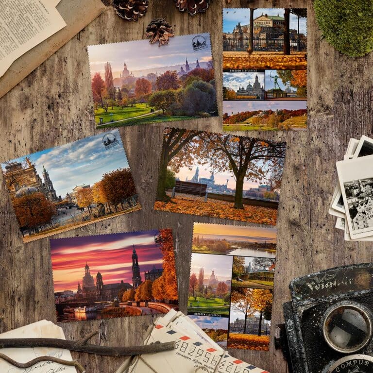Postkarten Set Dresden Herbst mit 6 ausgewählten Zackenpostkarten