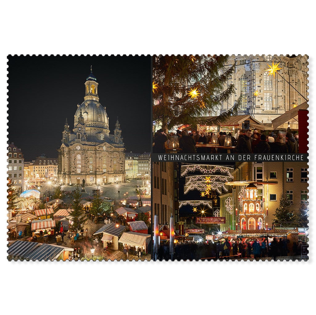 Dresden Weihnachten – Collage mit Weihnachtsmotiven Weihnachtscollage aus Dresden mit Frauenkirche und Weihnachtsmärkten