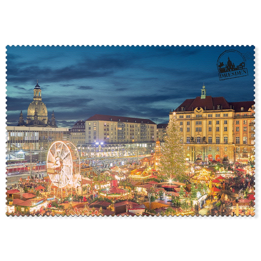 Dresden Weihnachten – Striezelmarkt mit Weihnachtsbaum Dresdner Striezelmarkt mit Weihnachtsbaum und beleuchtetem Riesenrad