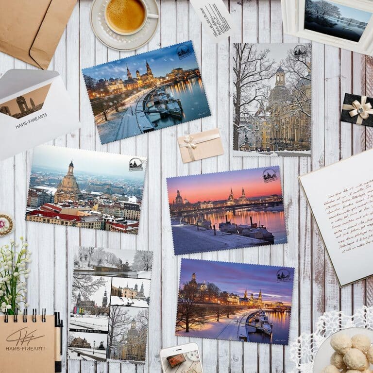 Postkarten Set Dresden Winter mit 6 ausgewählten Zackenpostkarten