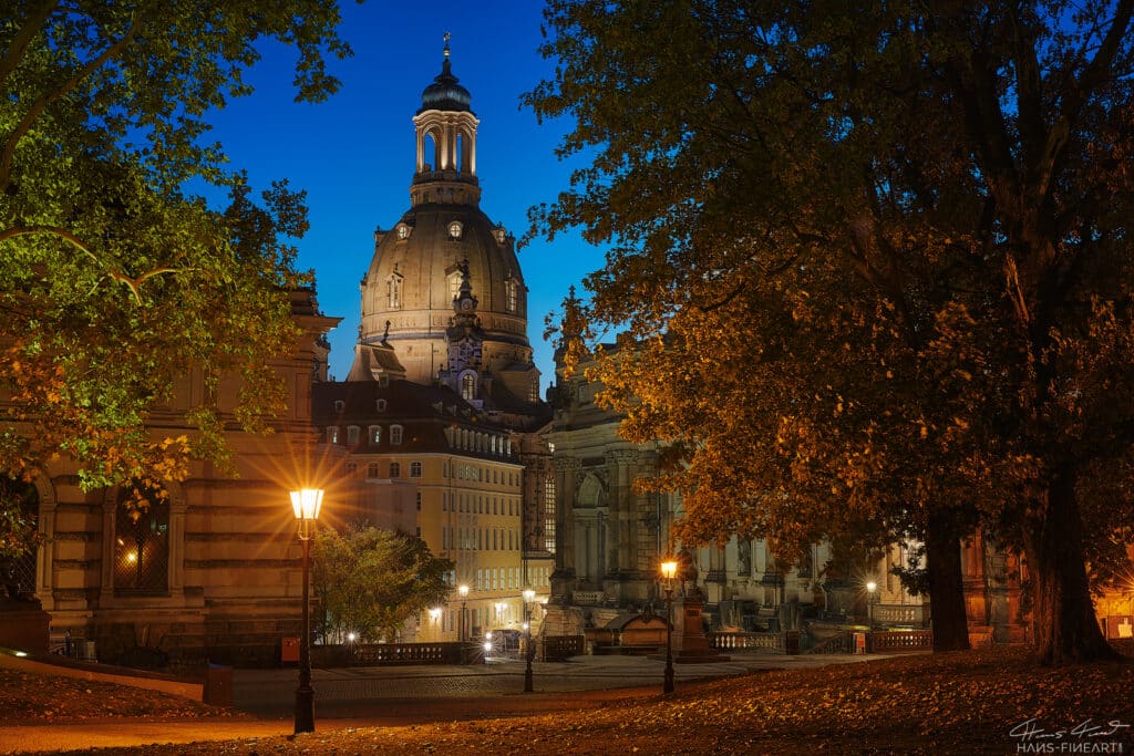 Frauenkirche Dresden bei Nacht – Blaue Stunde Fotoworkshop.