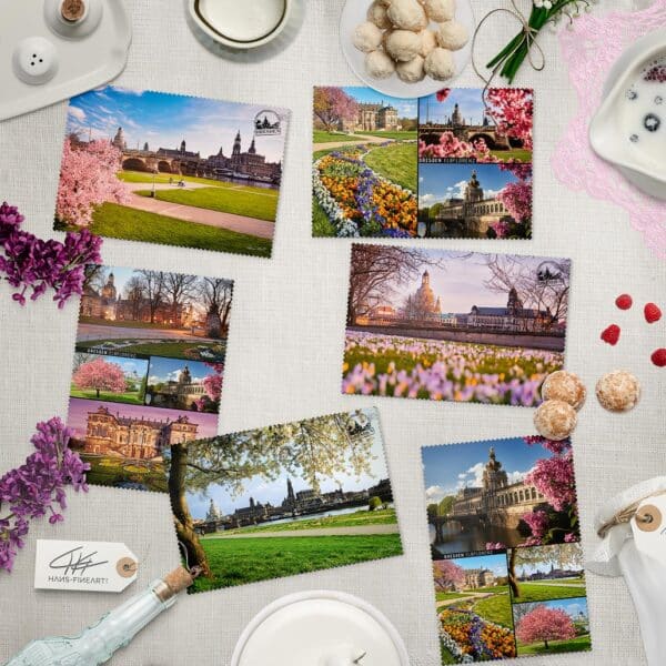 Postkarten Set Dresden Frühling mit 6 Frühlingsmotiven im Zackpostkarten Still
