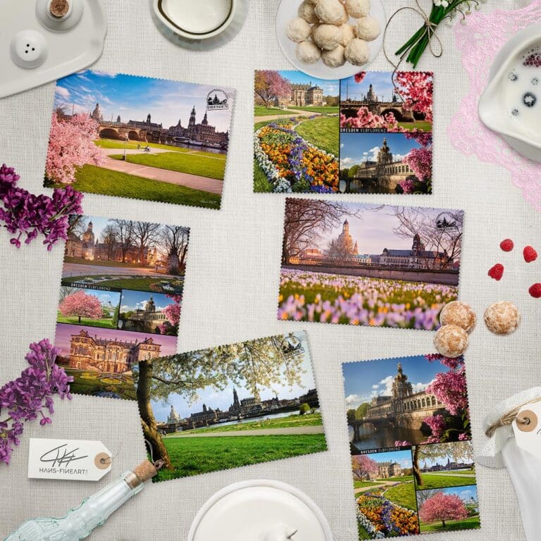 Postkarten Set Dresden Frühling mit 6 Frühlingsmotiven im Zackpostkarten Still