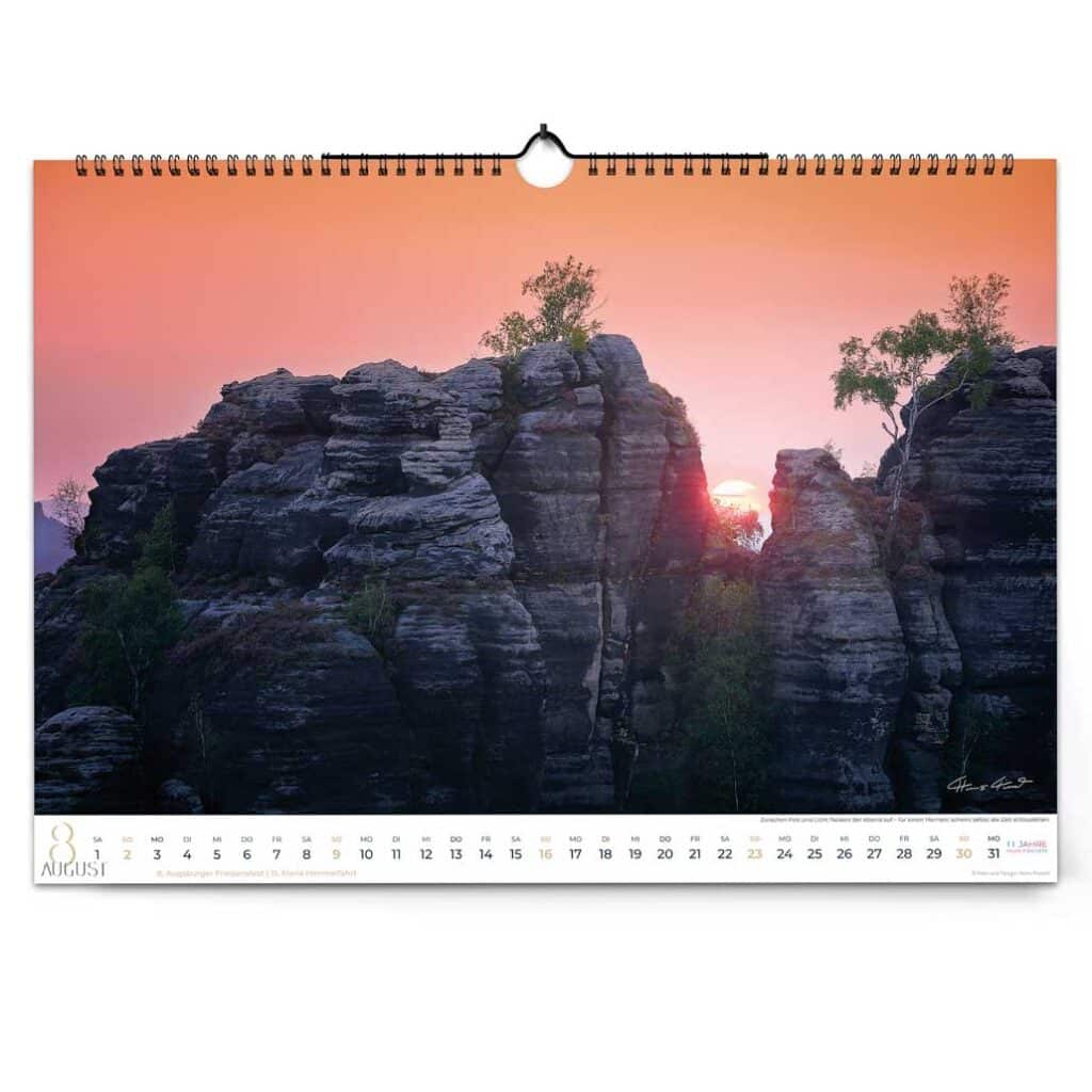 Torsteine bei Sonnenuntergang, Schrammsteinblick - Sächsische Schweiz Kalender 2026