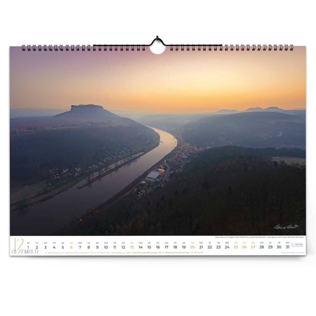 Sonnenaufgang über Königstein mit Elbetalblick