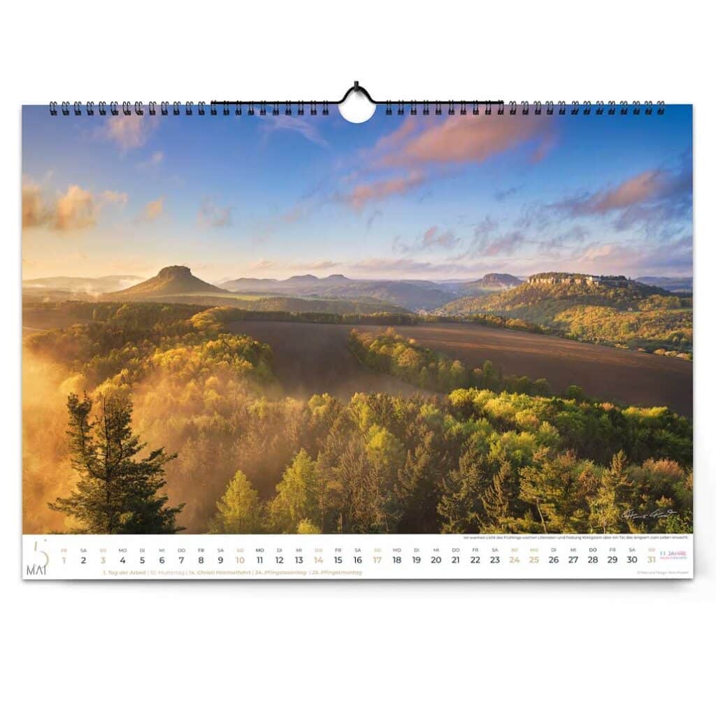 Blick vom Kleinen Bärenstein auf Lilienstein & Königstein