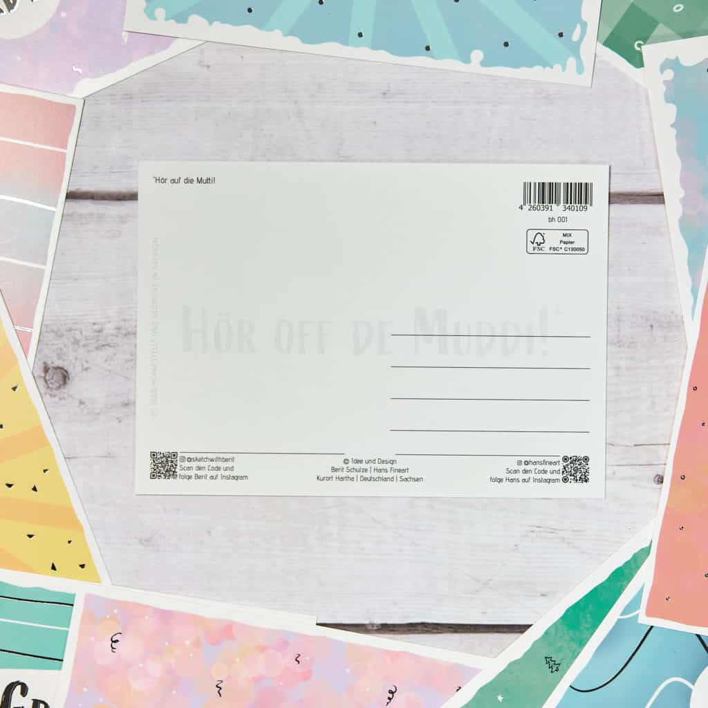 Hör off de Muddi! Sächsische Sprüche Postkarte Hans Fineart