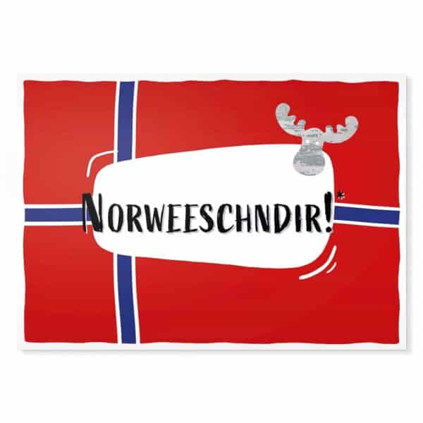 Norweeschndir! Sächsische Sprüche Postkarte Hans Fineart
