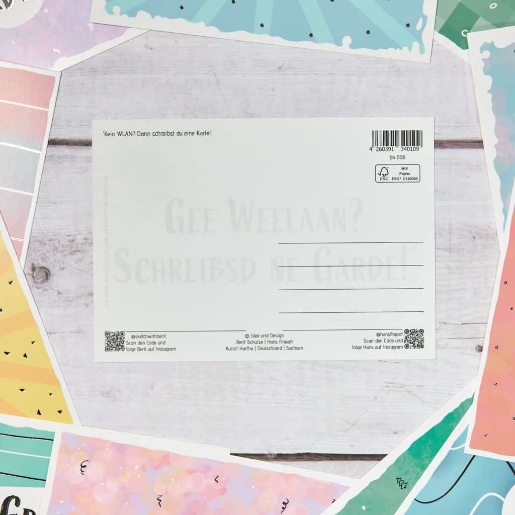 Gee Weelaan? Schreibsd ne Garde! Sächsische Sprüche Postkarte Hans Fineart
