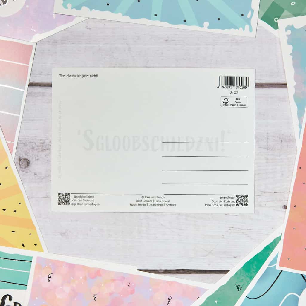 Sgloobschjedzni! Sächsische Sprüche Postkarte Hans Fineart