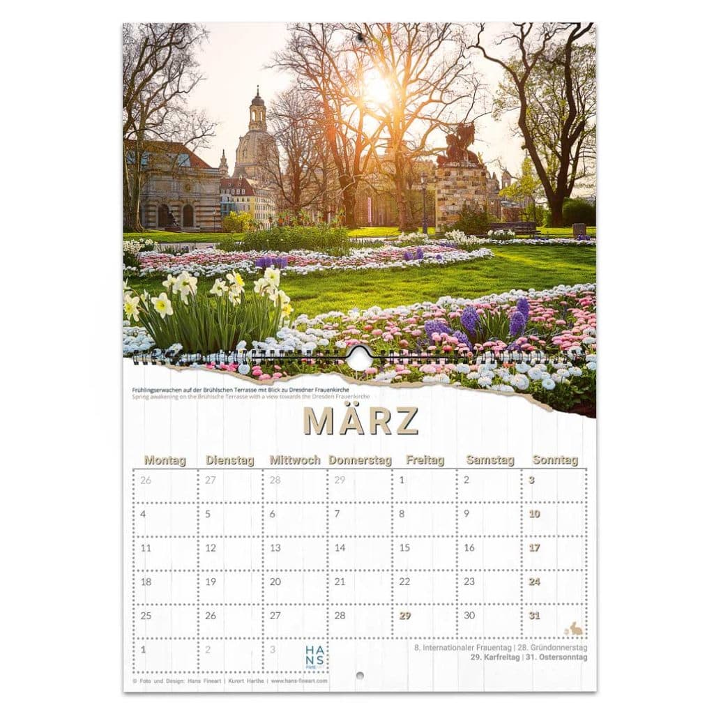 März Dresden 2024 | Der kleine Jahreszeitenkalender Hans Fineart