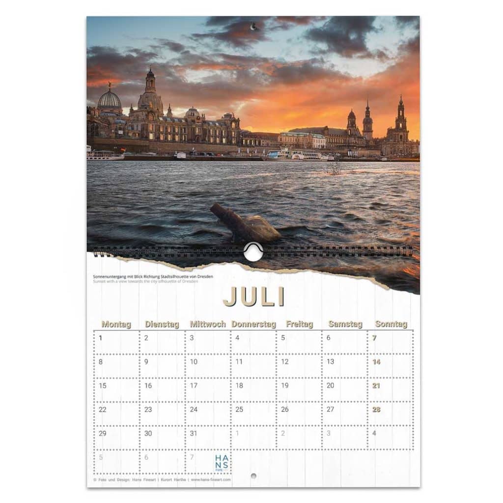 Juli Dresden 2024 | Der kleine Jahreszeitenkalender Hans Fineart