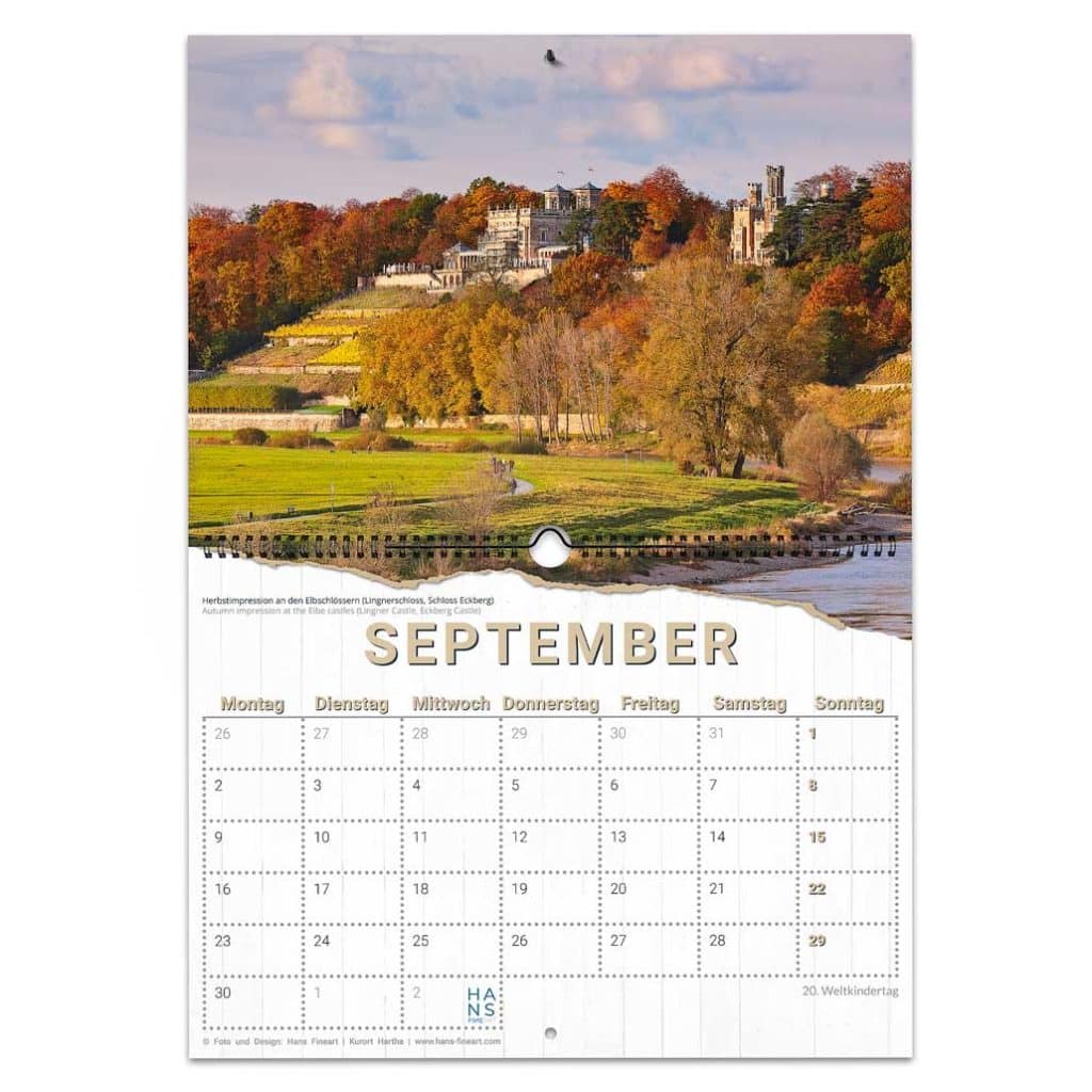 September Dresden 2024 | Der kleine Jahreszeitenkalender Hans Fineart
