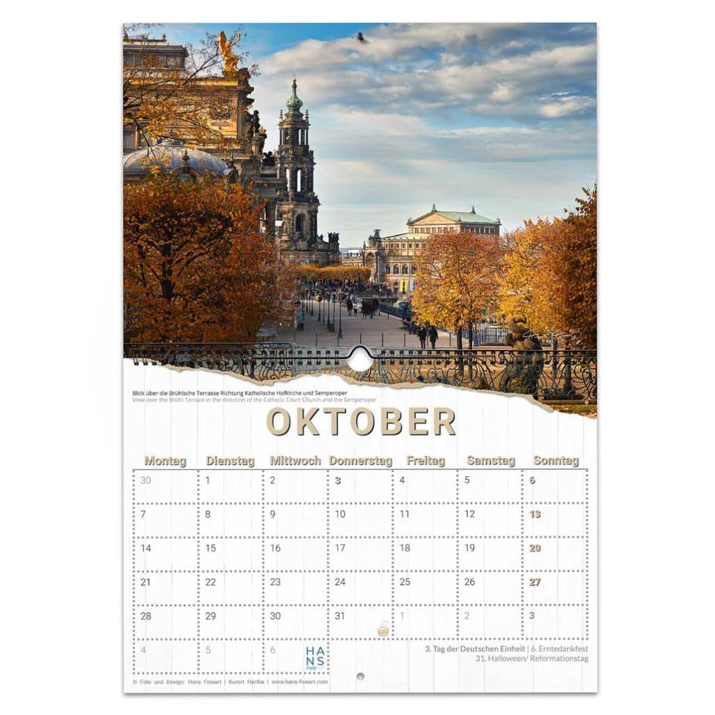 Oktober Dresden 2024 | Der kleine Jahreszeitenkalender Hans Fineart