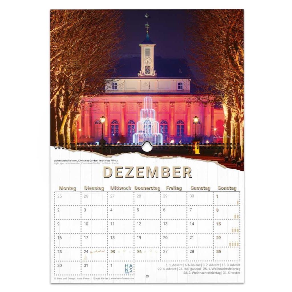 Dezember Dresden 2024 | Der kleine Jahreszeitenkalender Hans Fineart