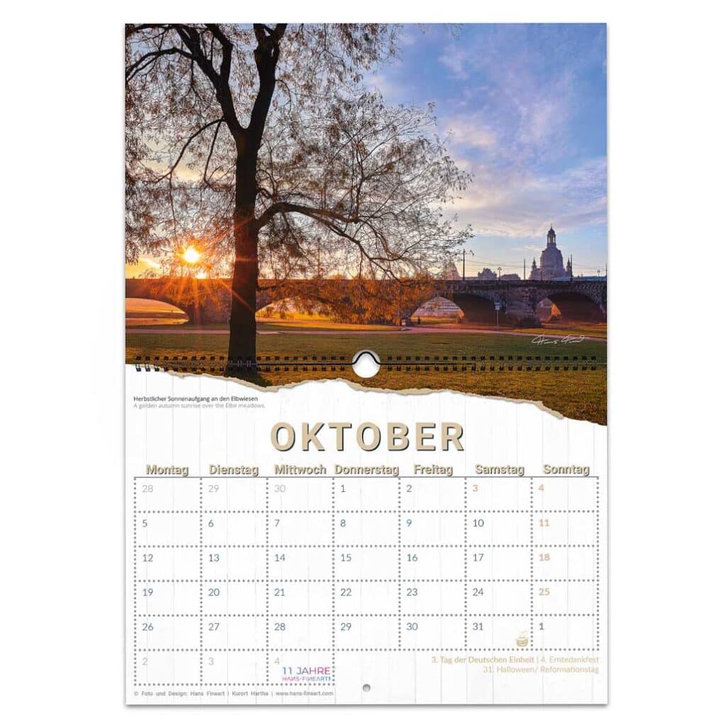 Sonnenaufgang an den Elbwiesen im Herbst