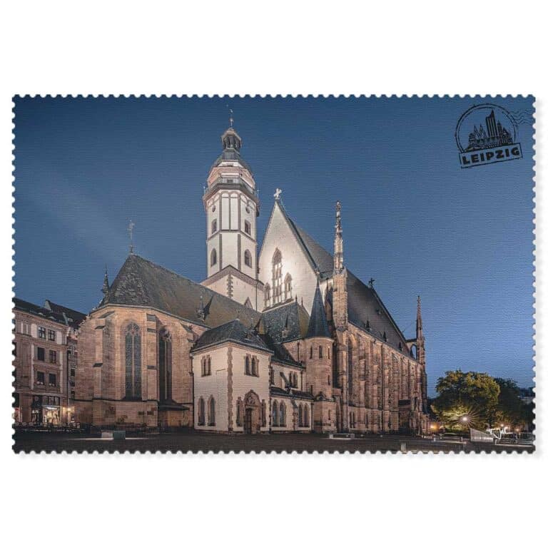Leipzig Postkarte Thomaskirche – Historisches Wahrzeichen und Wirkungsstätte von Johann Sebastian Bach.