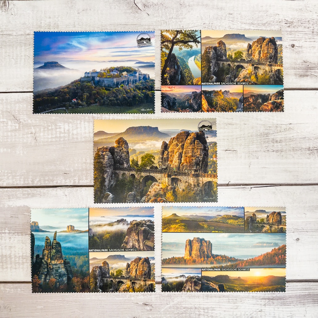 Postkarten Sächsische Schweiz im Sachsen Set Postkarten der Sächsischen Schweiz mit Bastei und Landschaftsmotiven