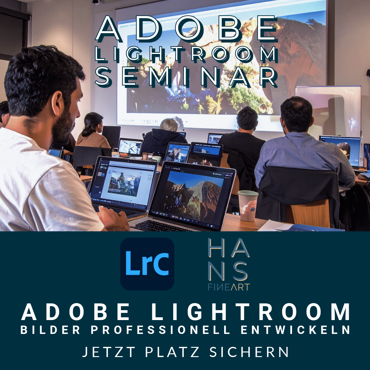 Teilnehmer des Adobe Lightroom Kurses Dresden bearbeiten Bilder in Lightroom Classic während eines Seminars in Bad Schandau.